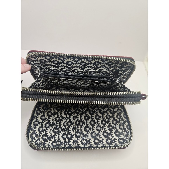 Vera Bradley Quilted Velour Burgundy Wristlet Clutch Wallet Organizer - Picture 7 of 10